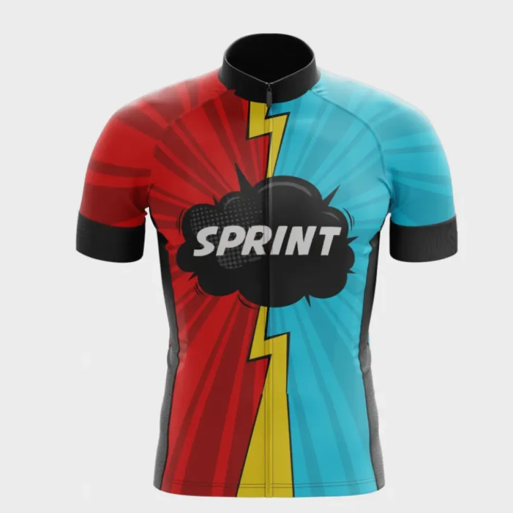Sprint Cycling Jersey Bold Radar Red/Blue/Yellow
