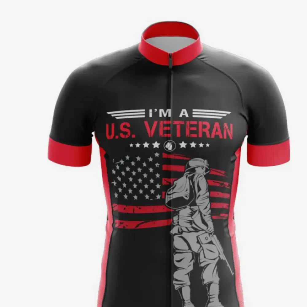 US Veteran Cycling Jersey Black/Red/White