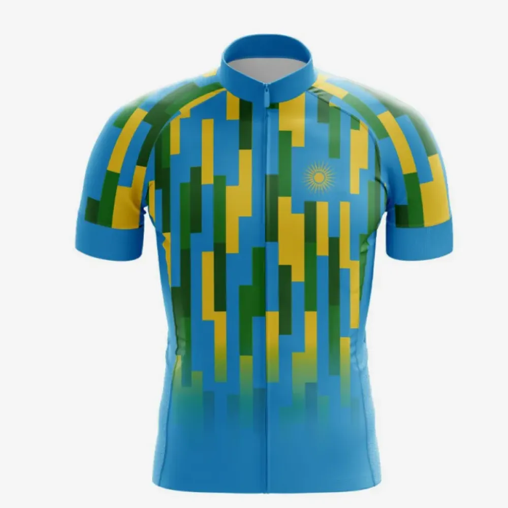 Rwanda Lines Cycling Jersey Blue/Green/Yellow
