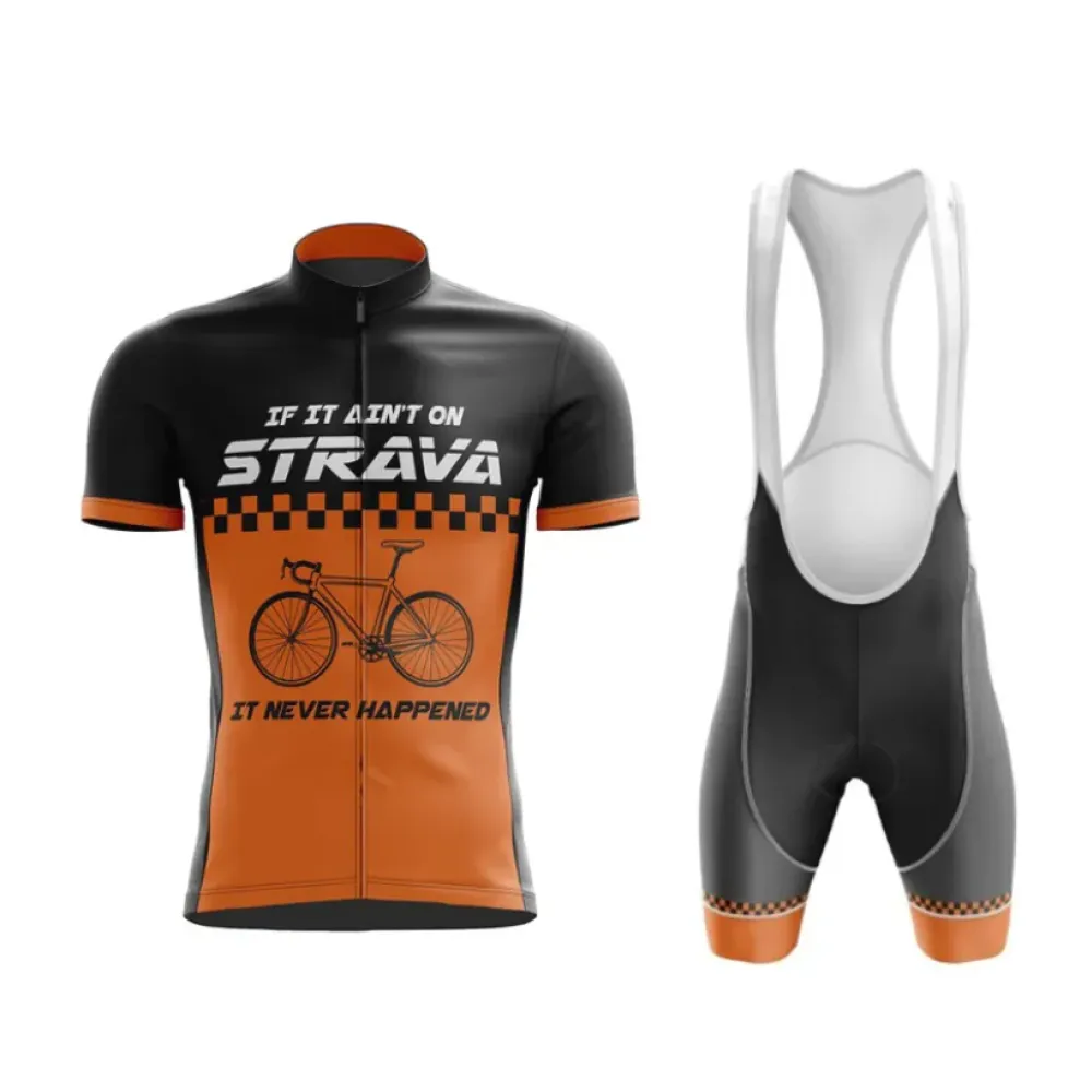 Strava Cycling Elite Kit Checkered Design Black/Orange