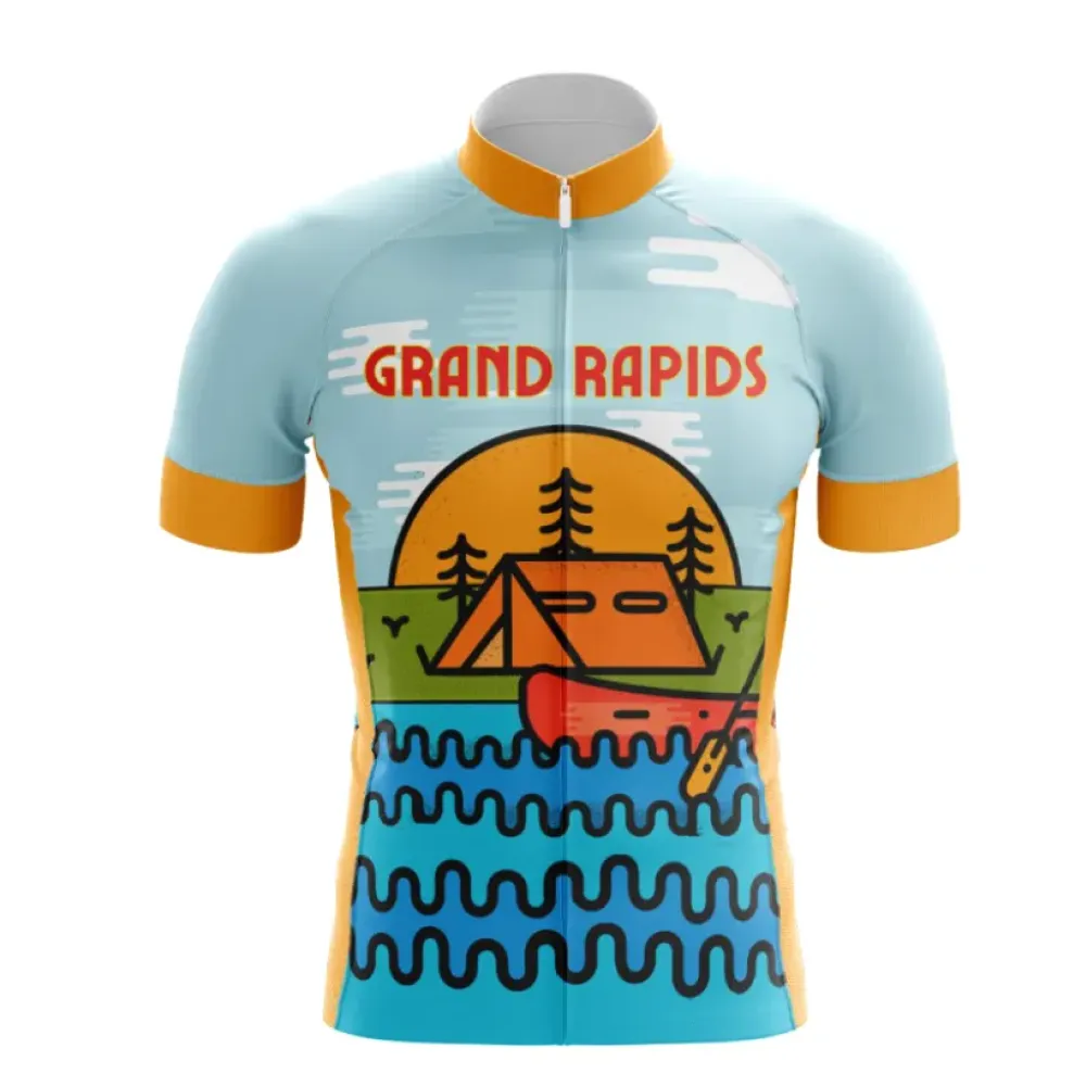Grand Rapids Cycling Jersey Light Blue/Yellow/Orange
