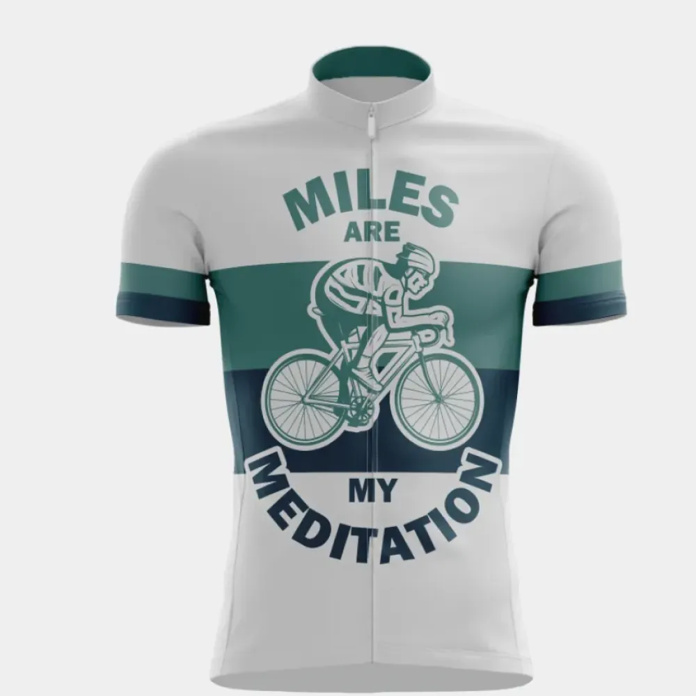 Miles Meditation Cycling Jersey White/Dark Green/Black