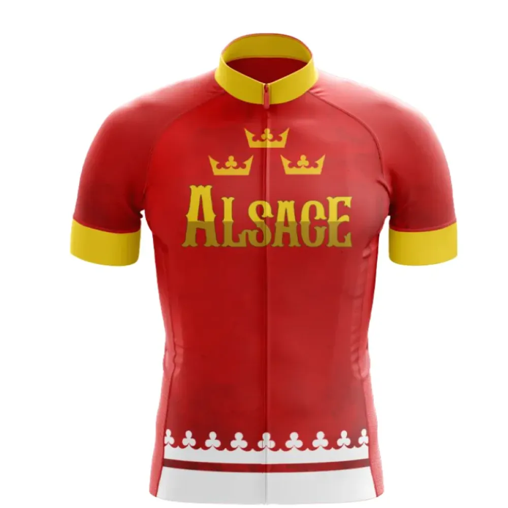 Alsace Gold Crowned Cycling Jersey Red/Yellow