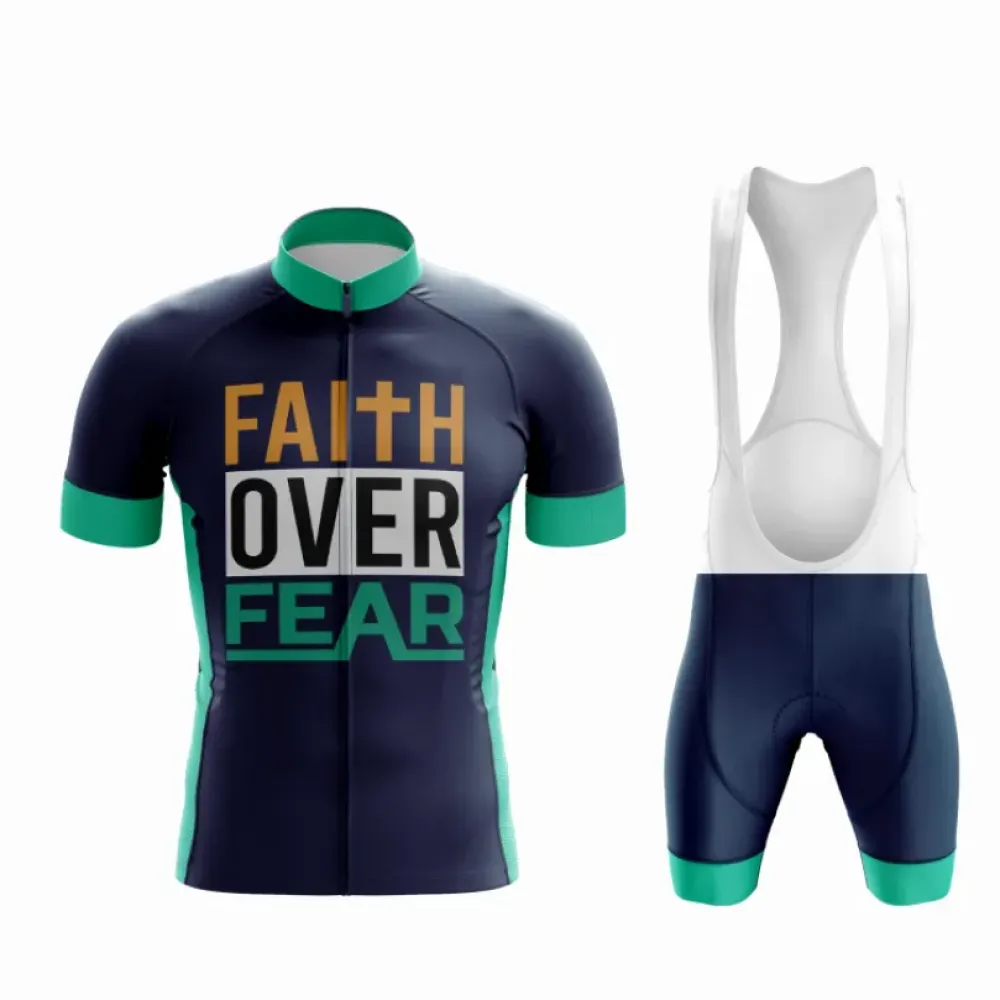 Faith Over Fear Cycling Kit Navy/Green/White