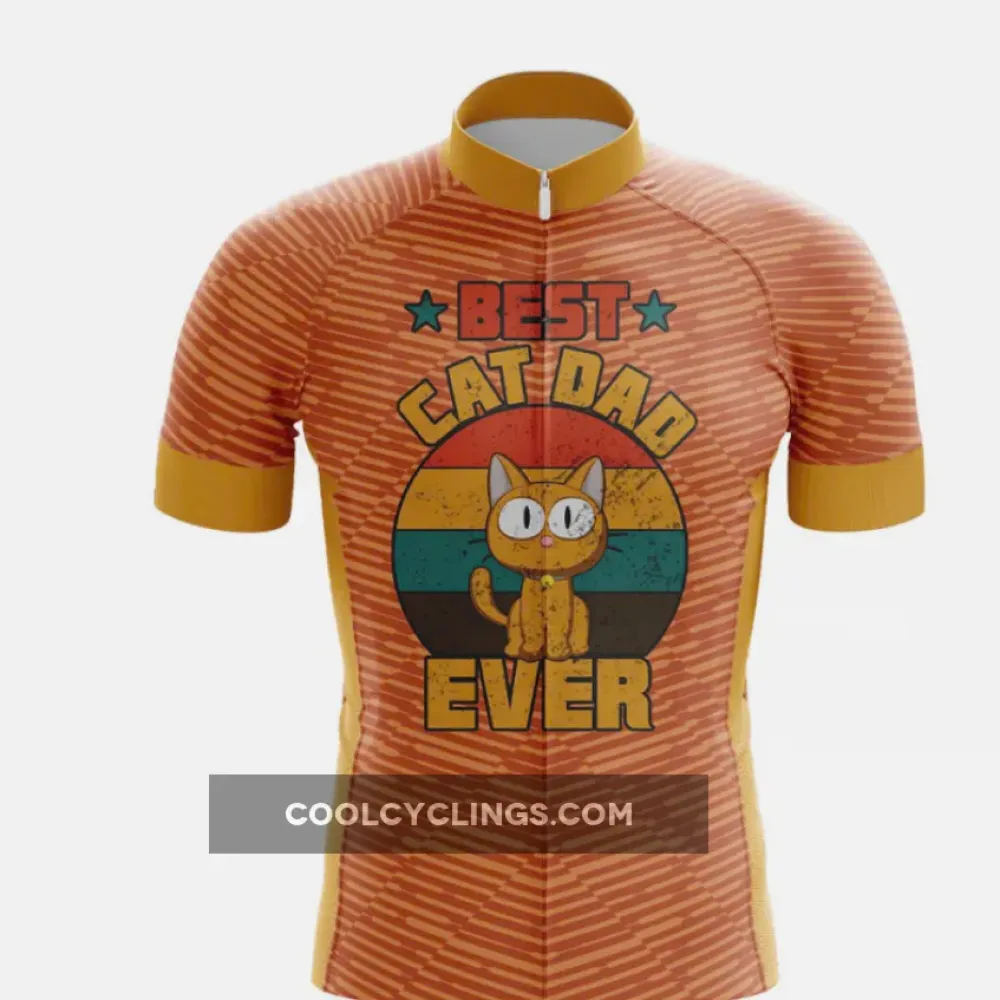 Best Cat Dad Velvet Cycling Jersey Brown/Gold/Red