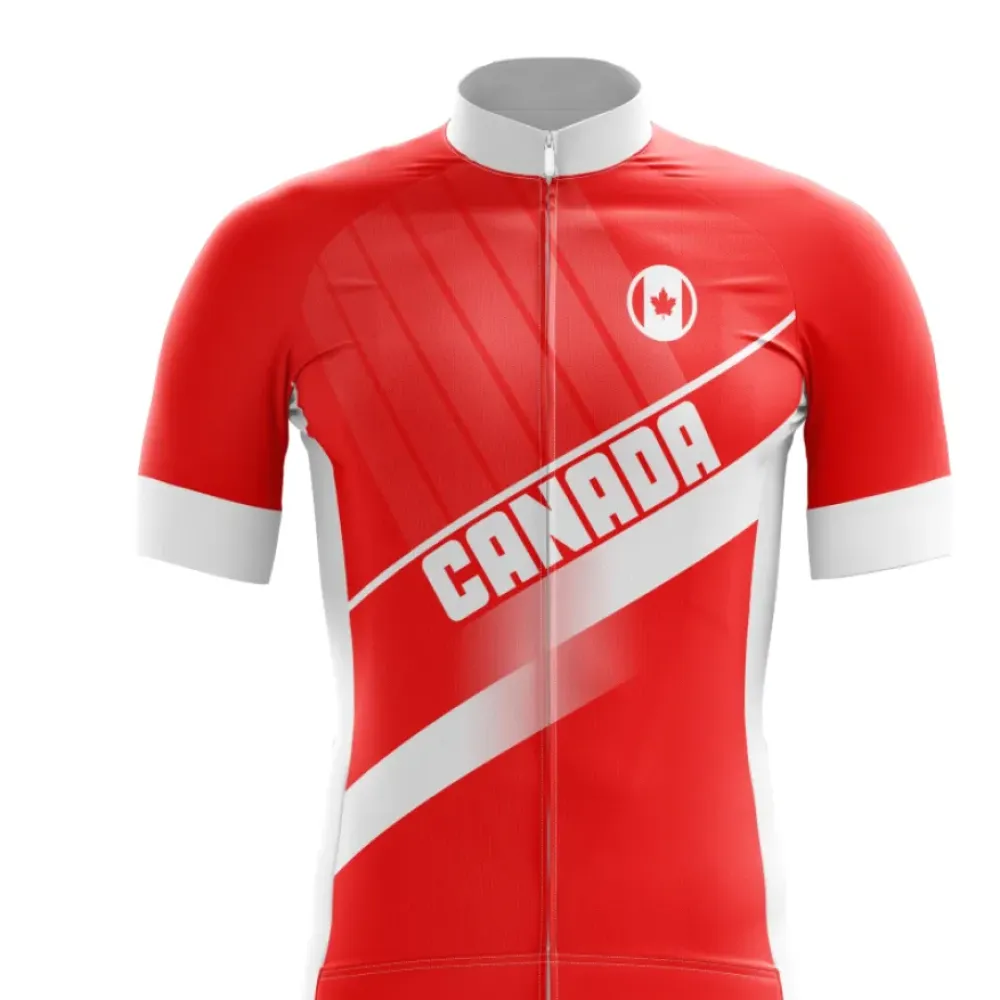 Canada Cycling Jersey Red/White Stripe