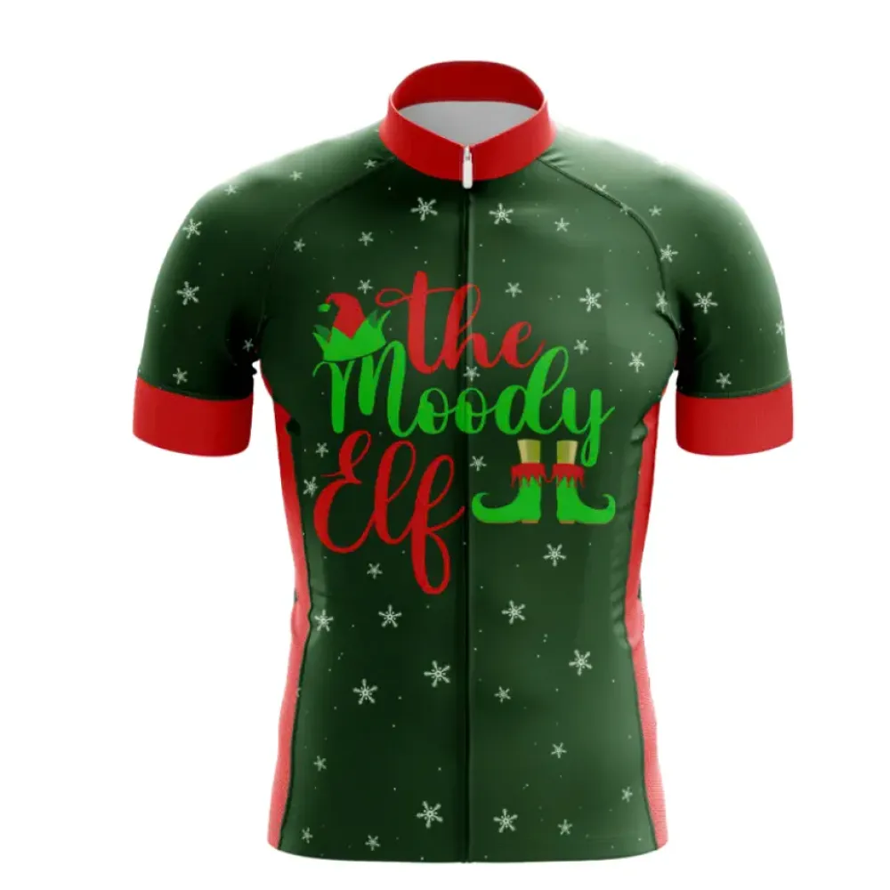 Moody Elf Cycling Jersey Green/Red/Snowflake
