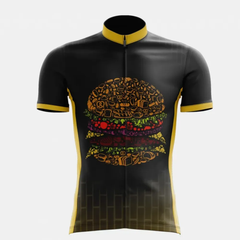 Fitness Inspired Burger Art Jersey Black/Yellow/Gold