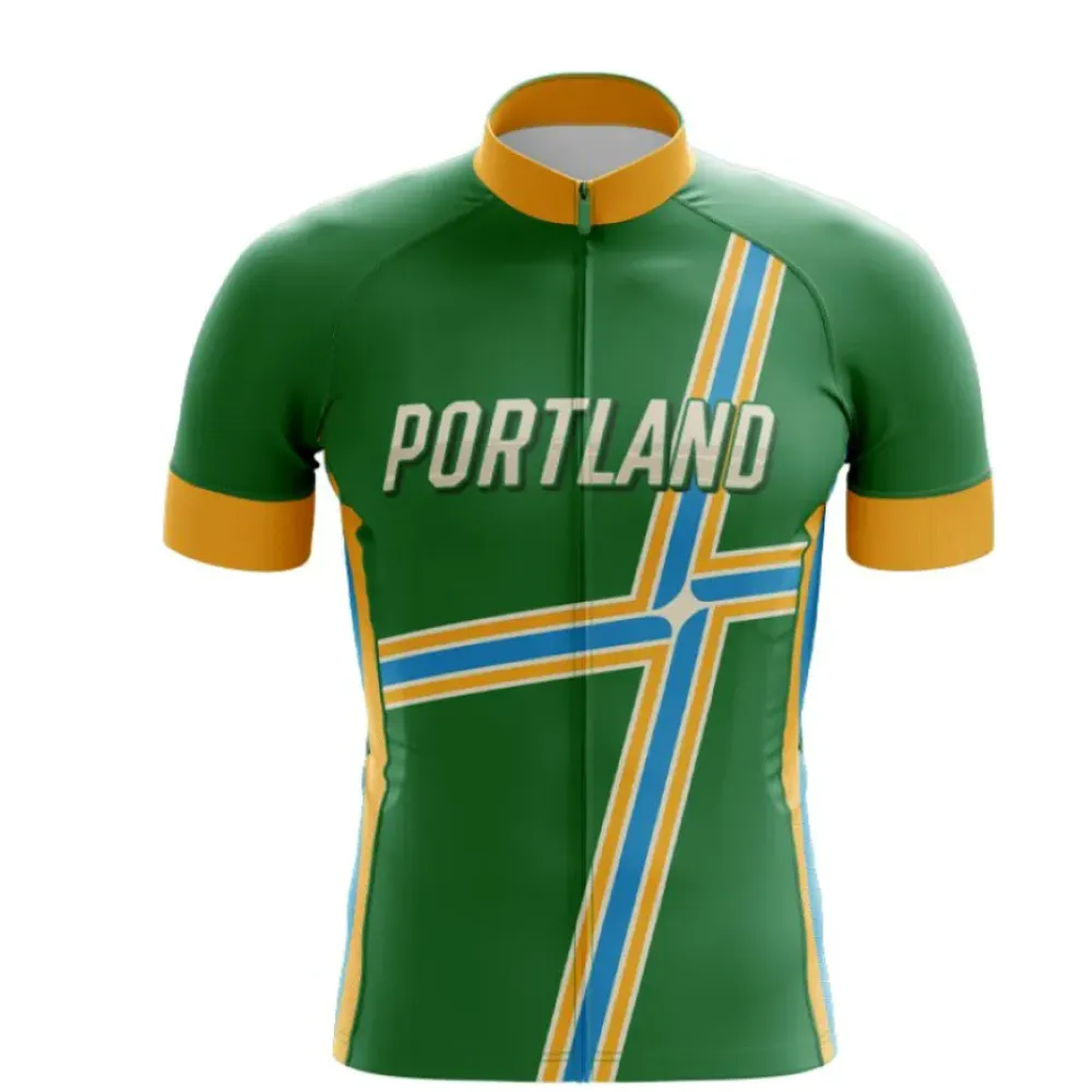 Portland Cycling Jersey Green/Blue/Yellow