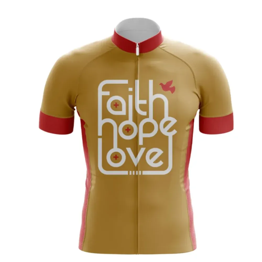 Faith Hope Love Cycling Jersey Gold/Pink