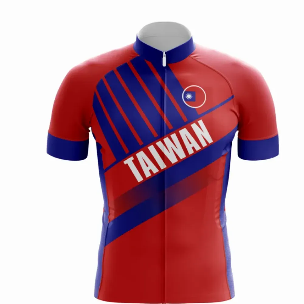 Taiwan Cycling Jersey Red/Blue/Striped