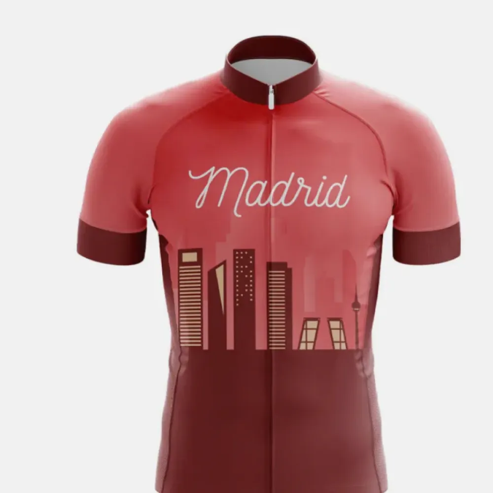 Madrid Cityscape Cycling Jersey - Red/Gold