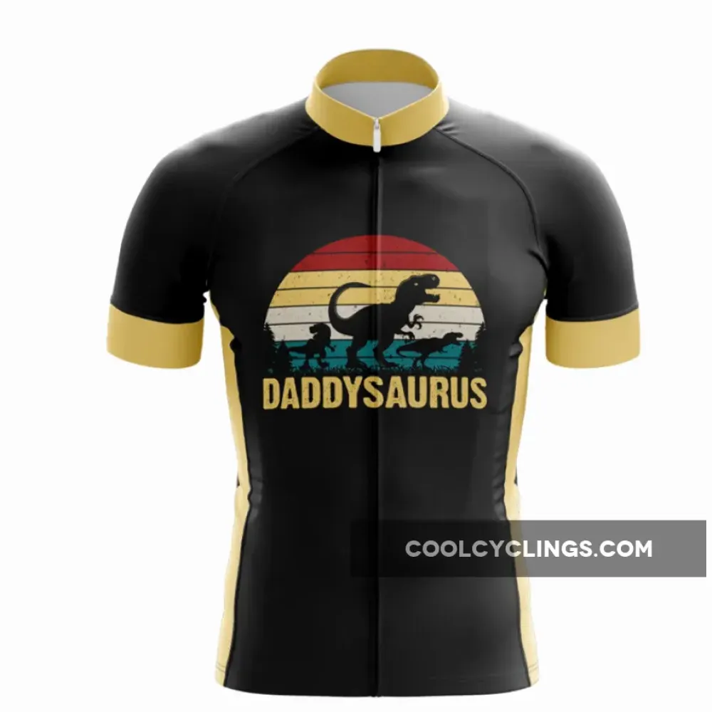 Daddysaurus Retro Cycling Jersey Black/Yellow