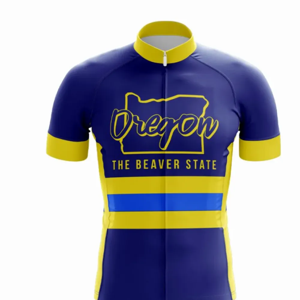 Oregon Cycling Jersey Stylish Yellow/Blue