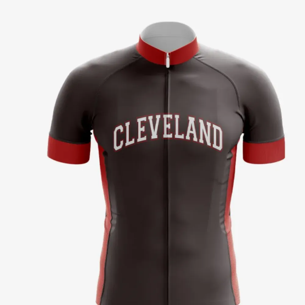 Cleveland Cycling Jersey Red Sleeves Olive Design