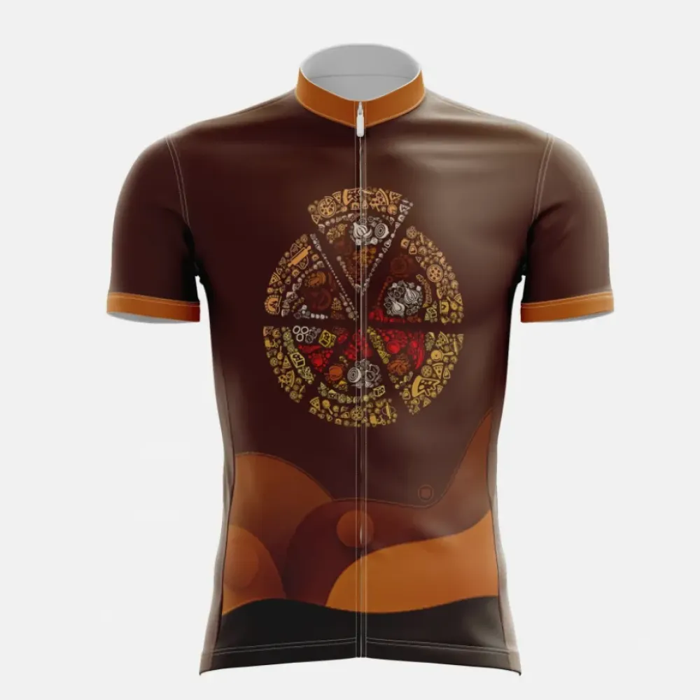 Pizza Art Cycling Jersey Brown/Gold/Red