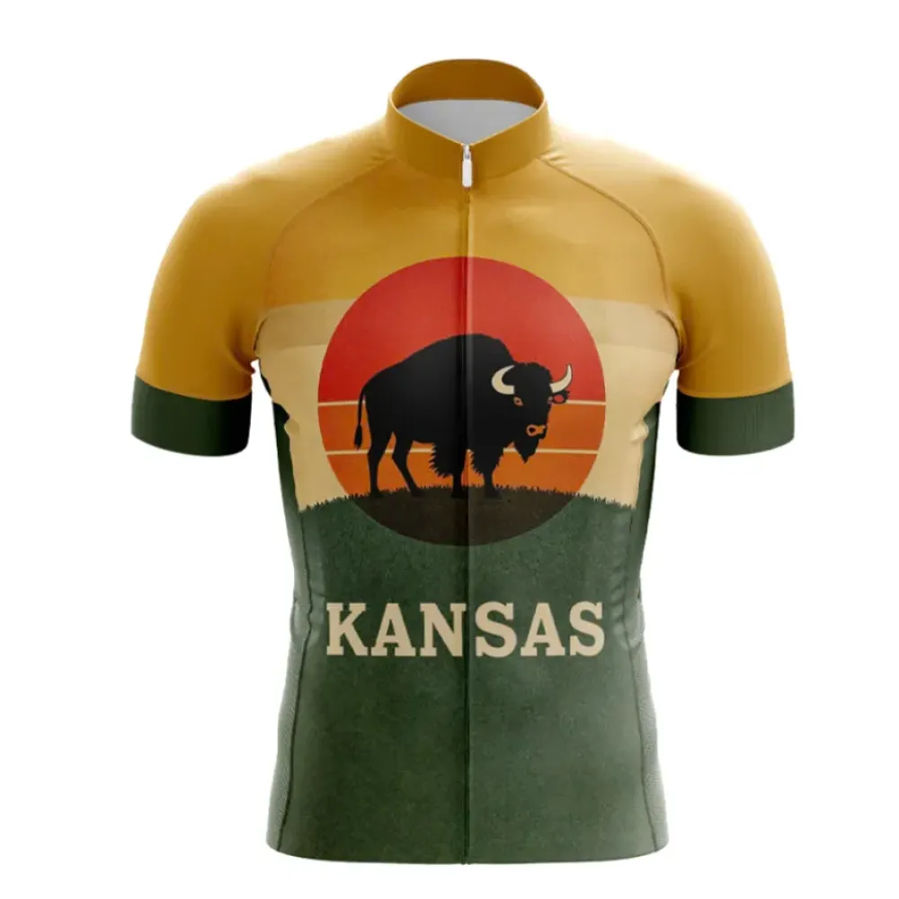 Kansas Buffalo Cycling Jersey Gold/Green/Red