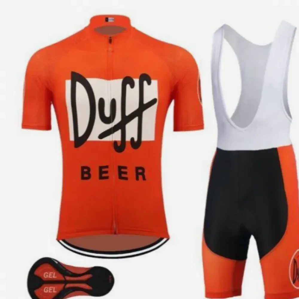 Duff Cycling Jersey & Shorts Set, Orange/White/Black