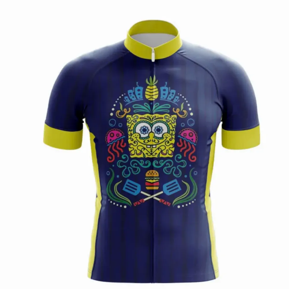 SpongeBob Rider Cycling Jersey BBQ Graphics Navy/Yellow/Red