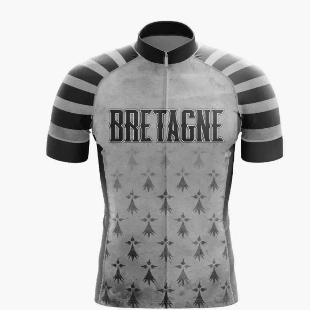 Bretagne Cycling Jersey Striped/Gray/Black