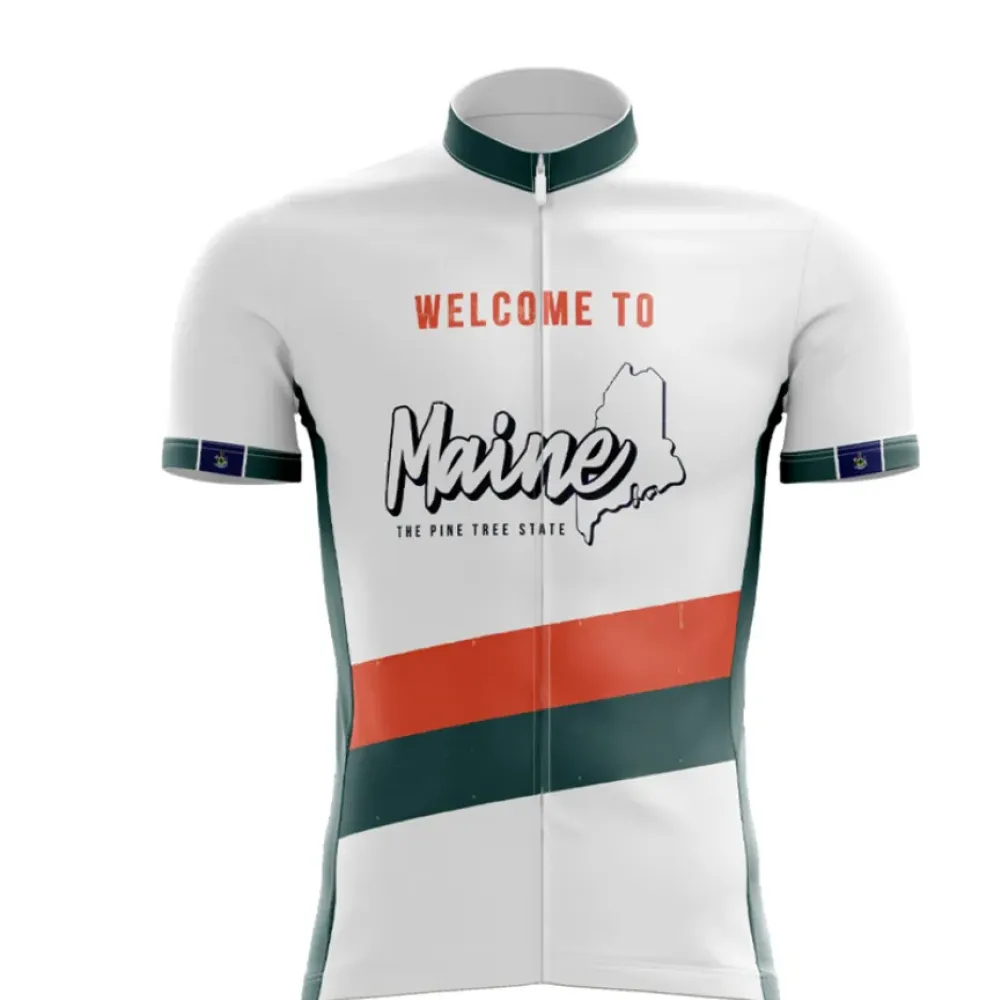 Maine Cycling Jersey Welcome White/Red/Green