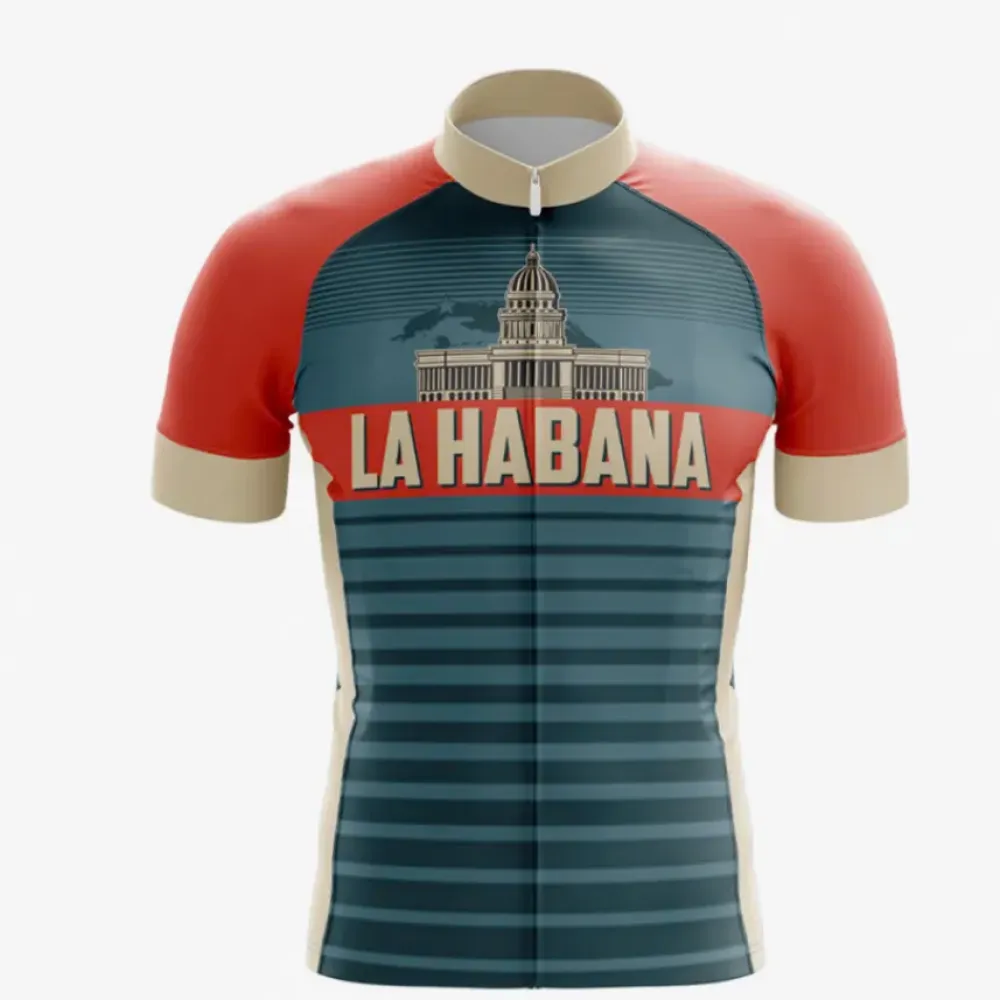 La Habana Cycling Jersey Striped Navy/Red/Cream