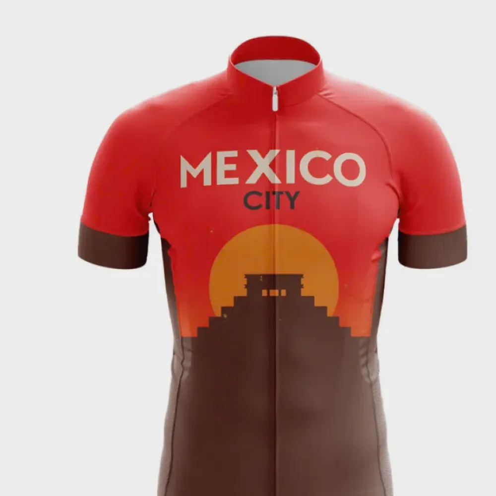 Mexico City Classic Cycling Jersey Retro Red/Brown/Orange