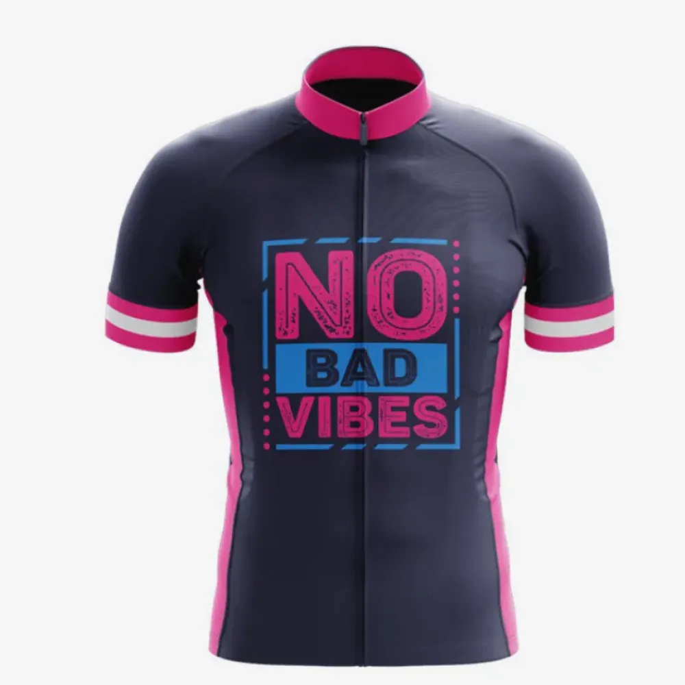 No Bad Vibes Cycling Jersey Navy/Pink/White