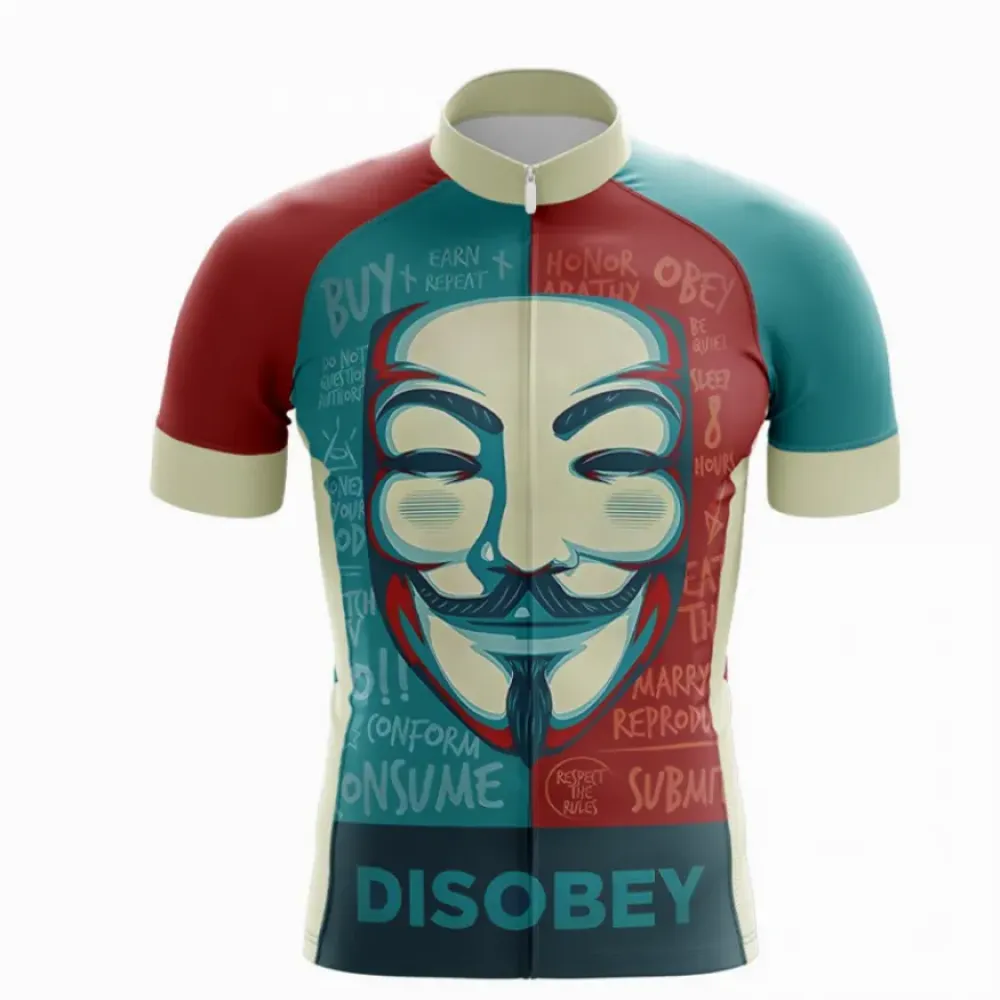 Anonymous Disobey Cycling Jersey Red/Blue/Green
