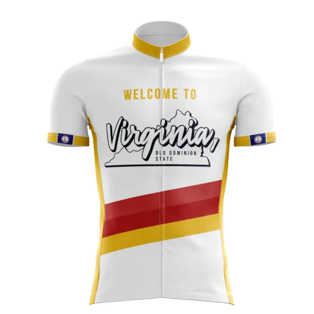 Virginia State Cycling Jersey - White/Yellow/Burgundy