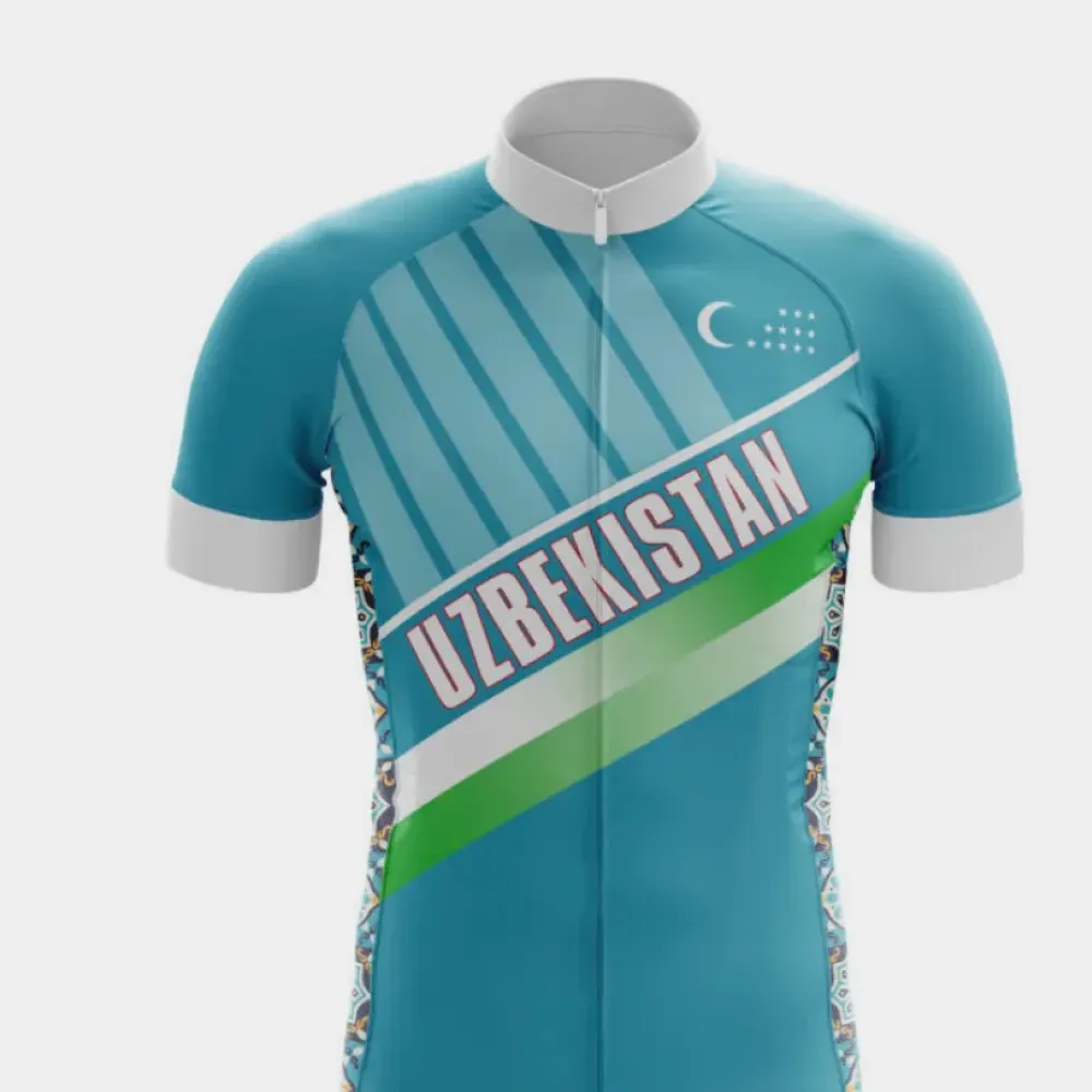 Uzbekistan Cycling Jersey, Turquoise/Green/White