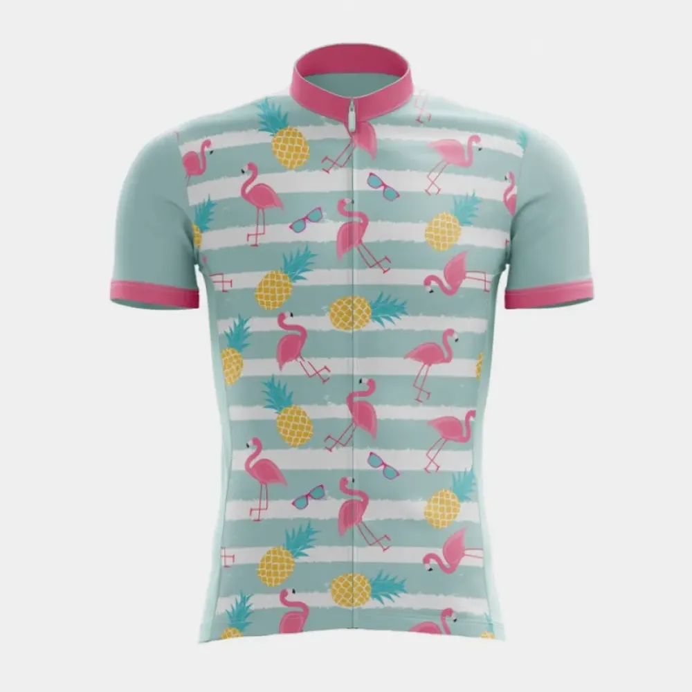 Flamingo Friends Cycling Jersey Pink/Blue/Green