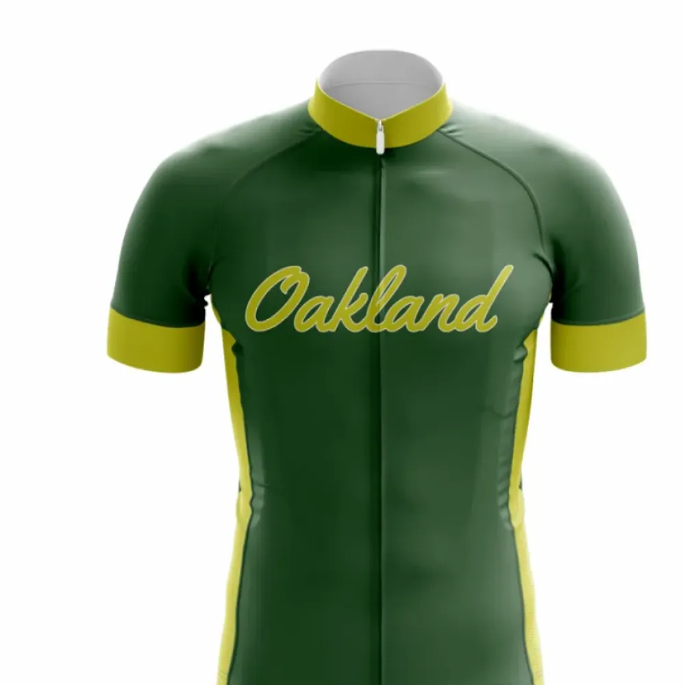 Oakland Baseball Cycling Jersey Green/Yellow