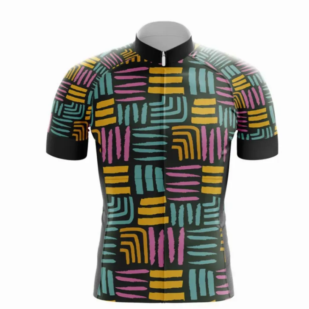 Dynamic Stripes Cycling Jersey Black/Gold/Pink
