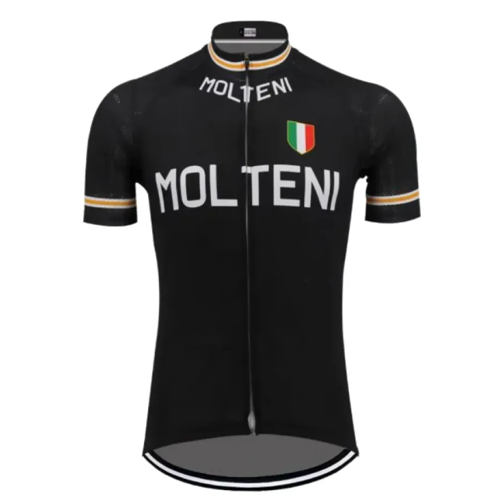 Molteni Retro Cycling Jersey Black/White/Gold