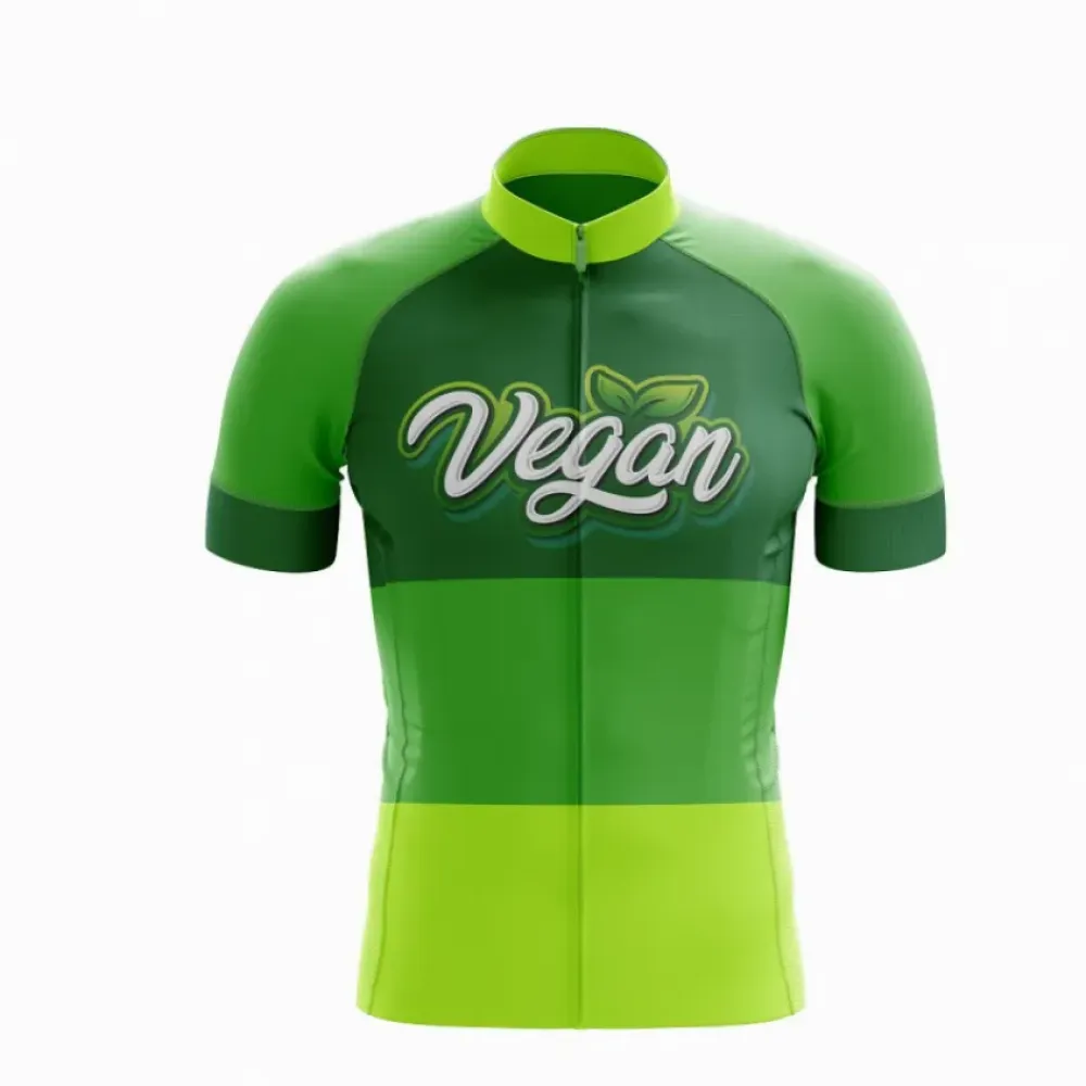 Vegan Cruelty Free Cycling Jersey Green/Lime/Black