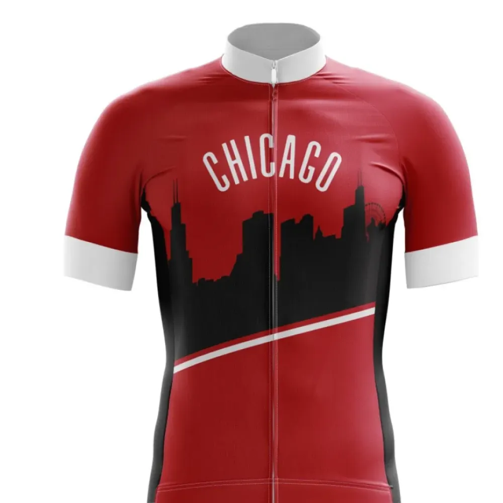 Chicago Red/Black/White Cycling Jersey