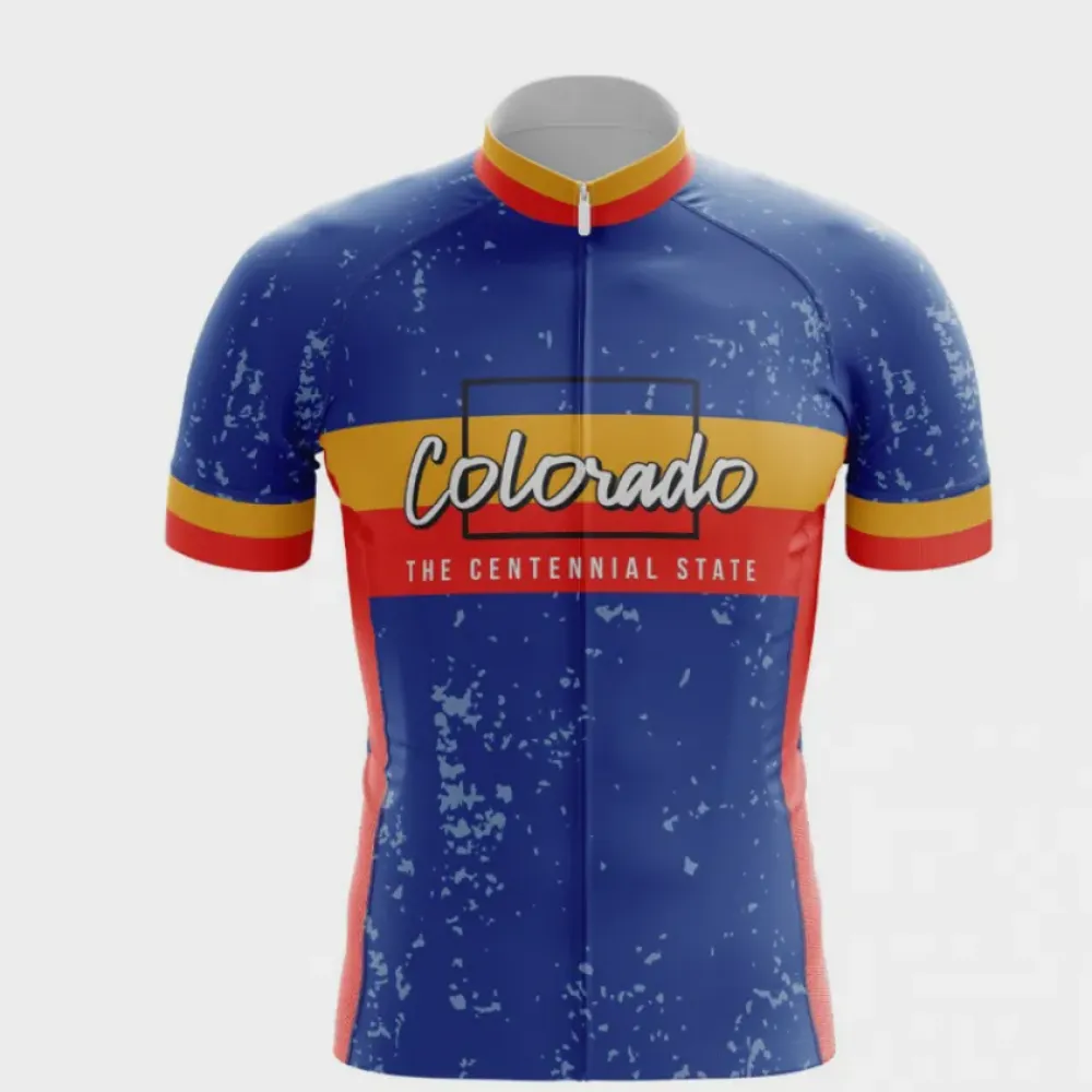 Colorado Flag Cycling Jersey Navy/Yellow/Red