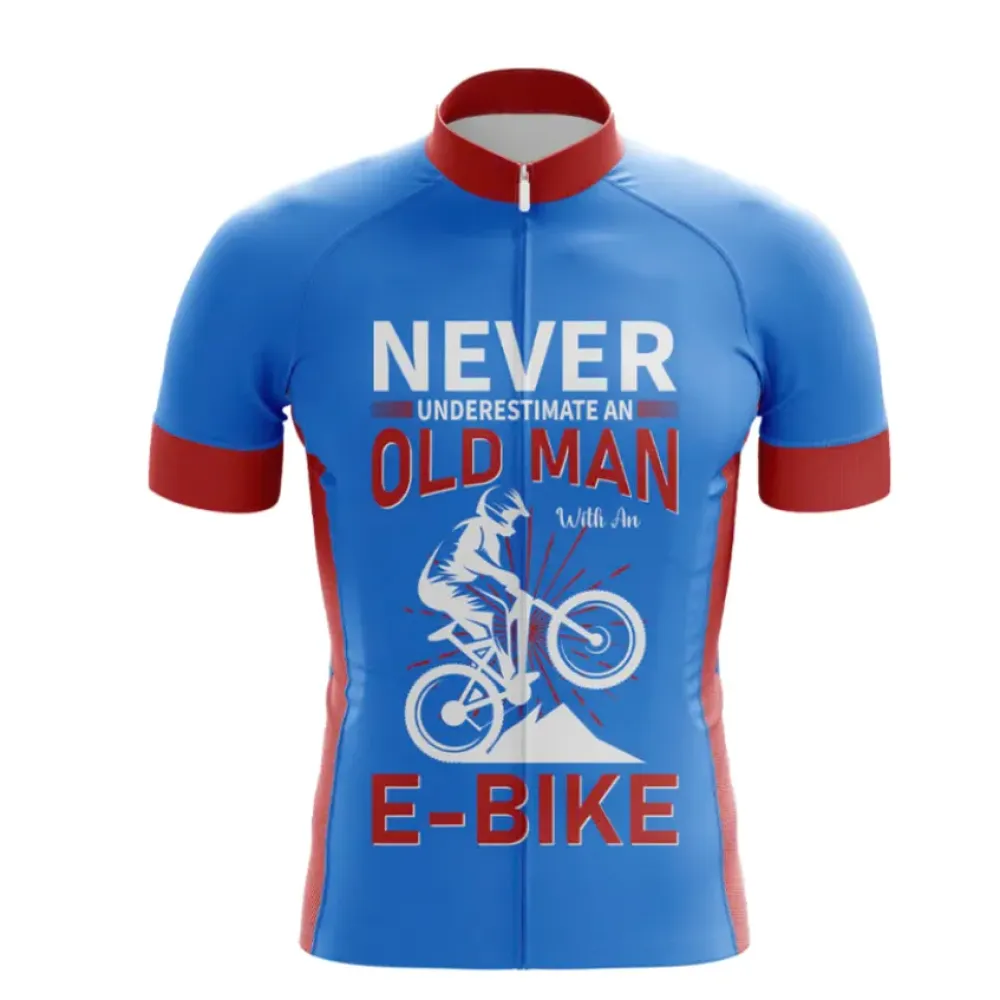 Old Man E-Bike Cycling Jersey Blue/Red