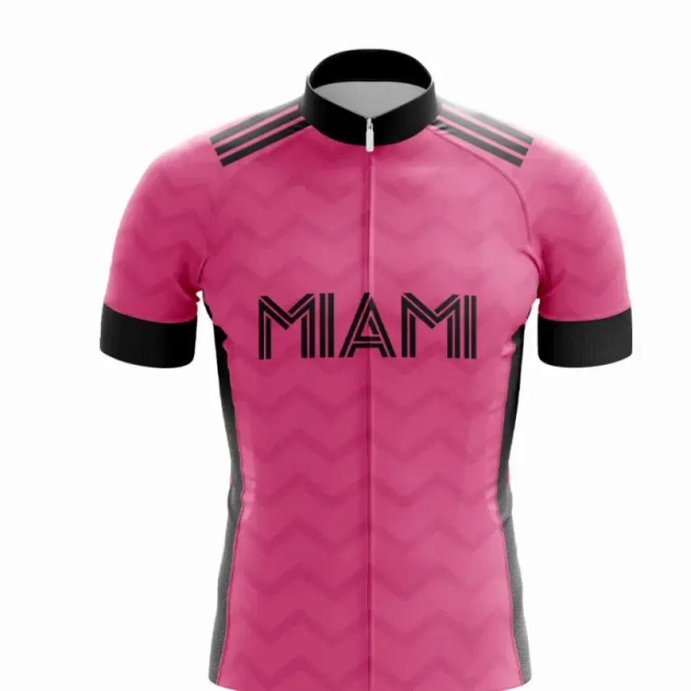 Miami Cycling Jersey Bold Pink Zigzag
