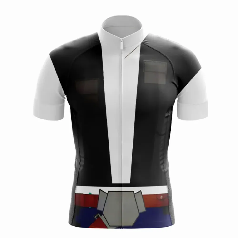 Superhero Style Cycling Jersey Black/White/Grey