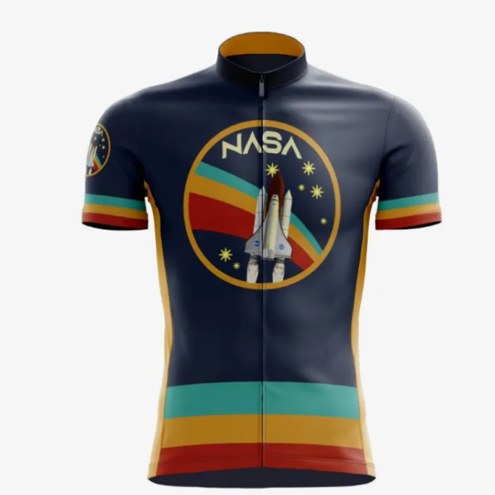 NASA Inspired Rainbow Cycling Jersey Space/Teal/Yellow