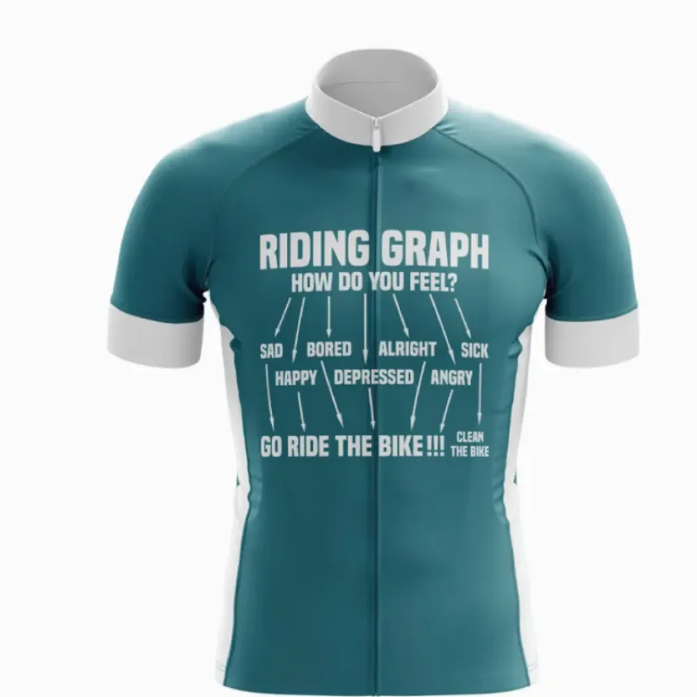 Riding Graph Cycling Jersey Teal/White