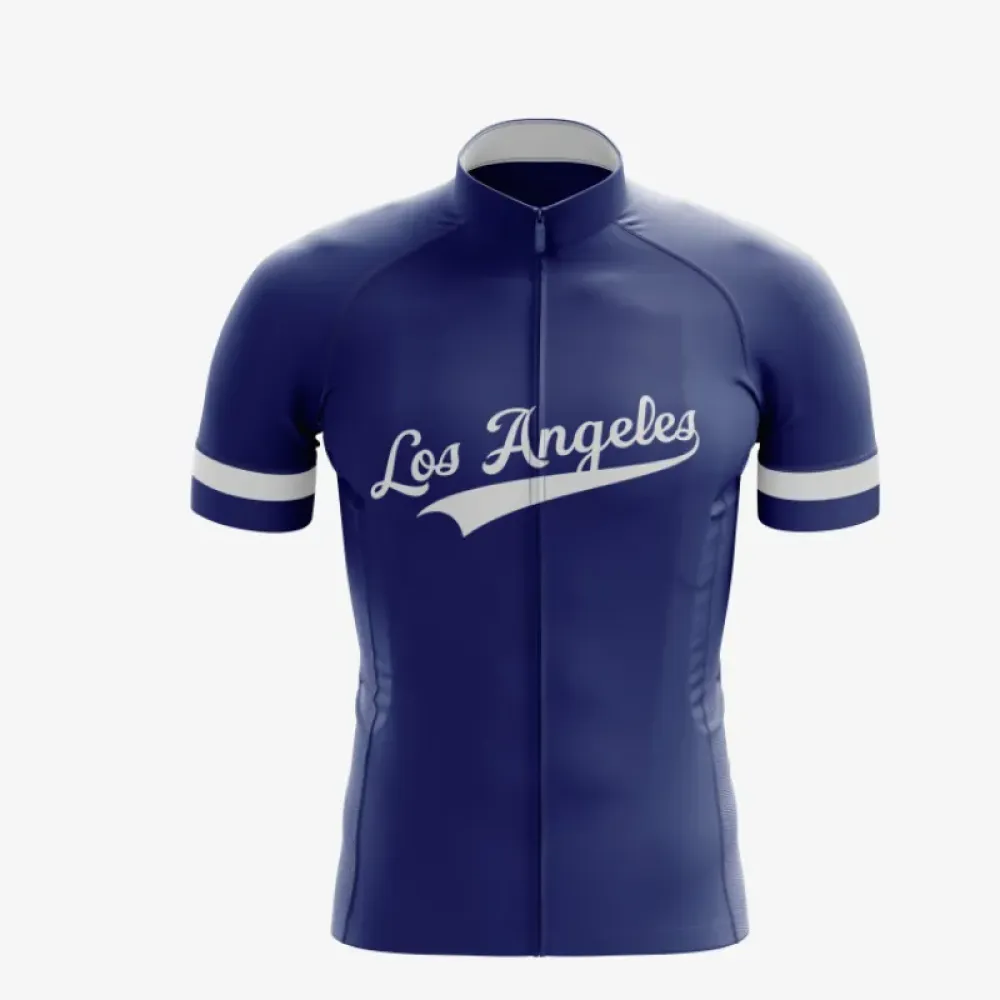 Los Angeles Cycling Jersey Blue Mesh Short Sleeve