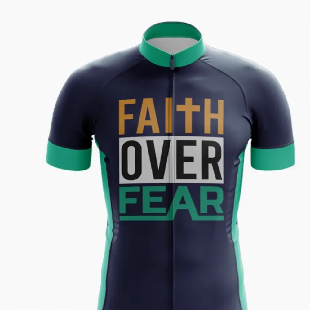 Faith Over Fear Cycling Jersey Navy/Green/White