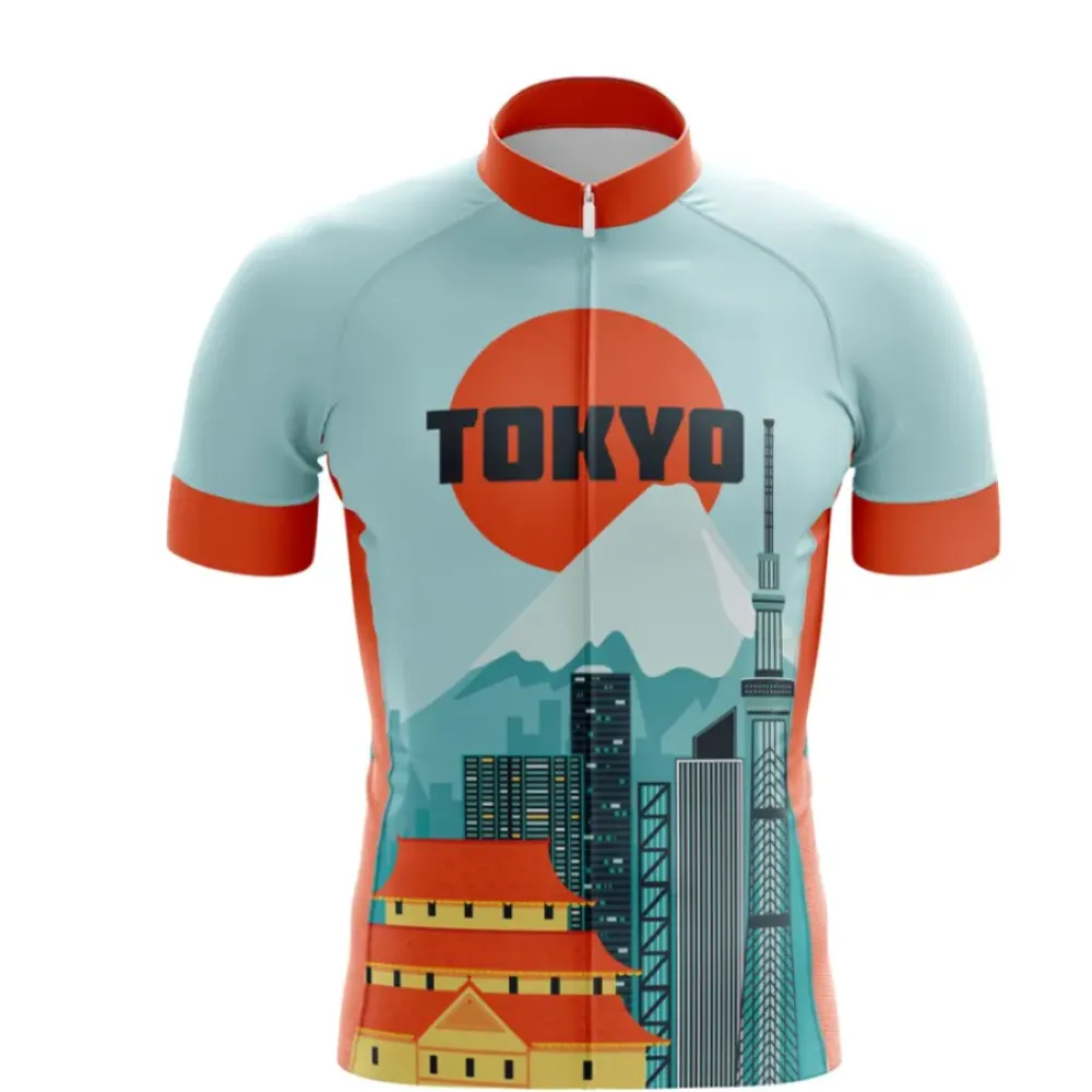 Tokyo Cycling Jersey Skyline Orange/Red/Grey