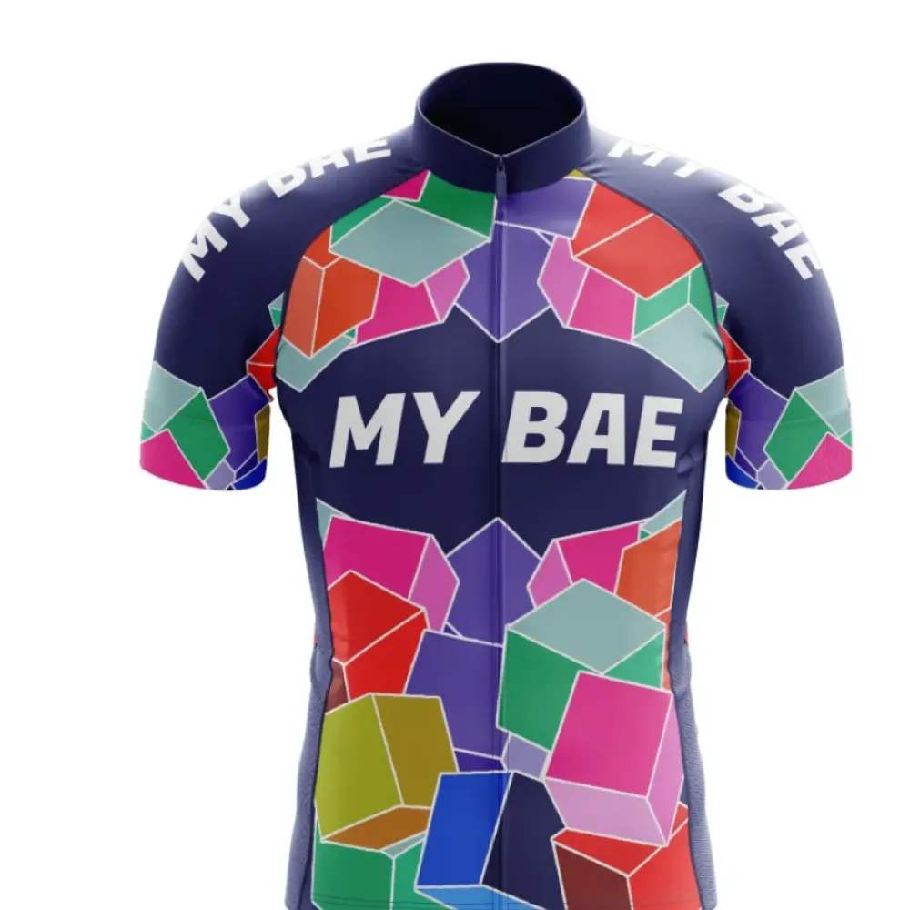 My Bae Retro Cycling Jersey Colorful Geometric