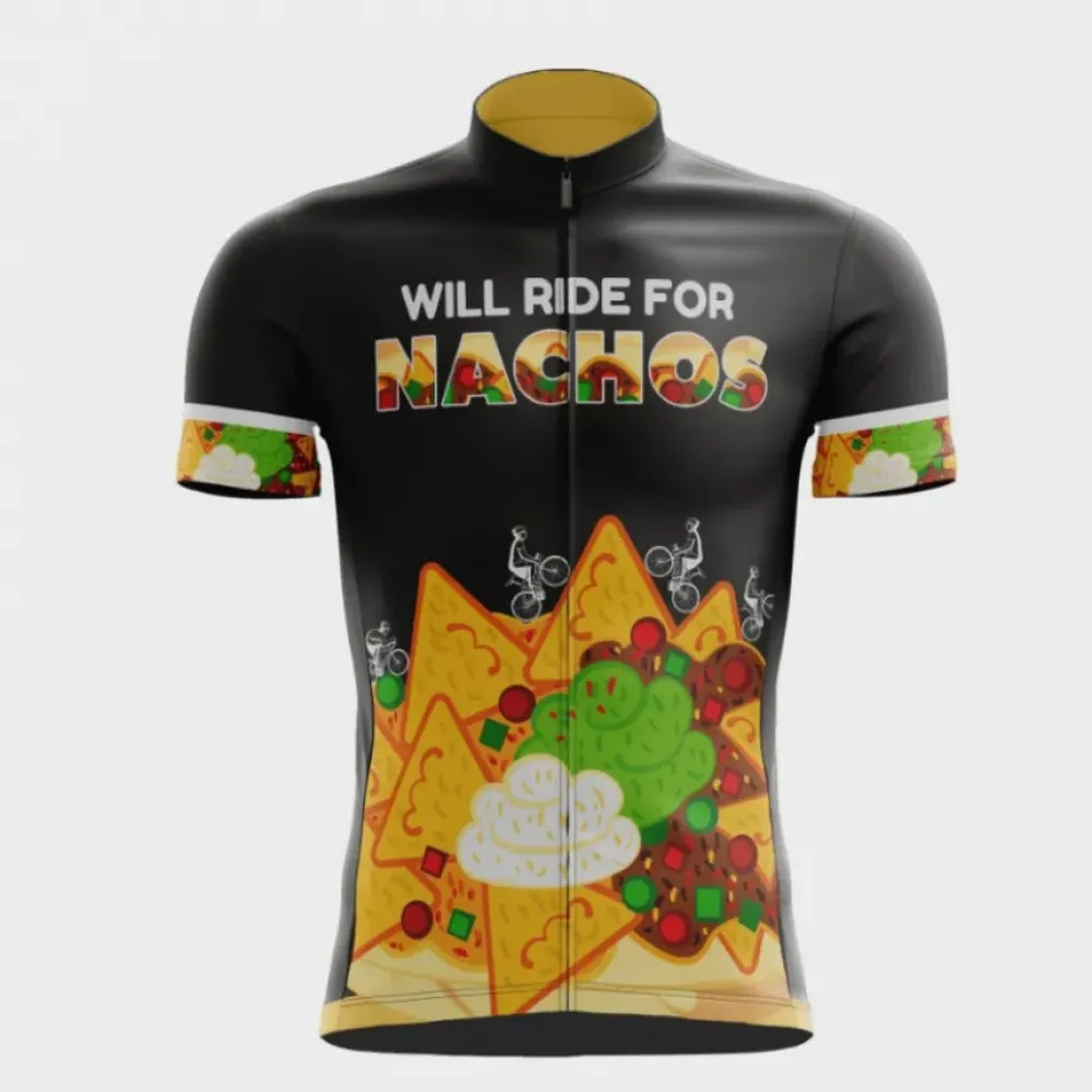 Will Ride For Nachos Cycling Jersey Black/Gold/Red