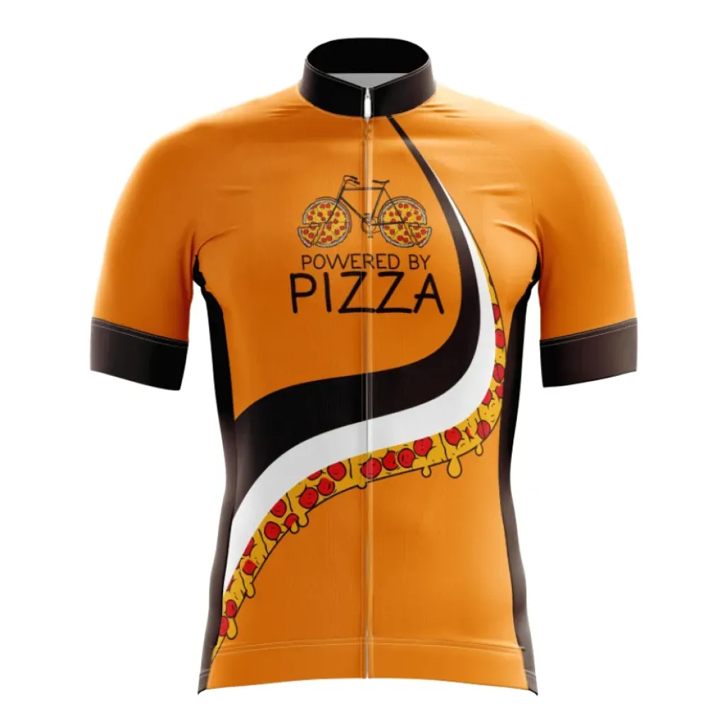 Pizza-Inspired Cycling Jersey, Orange/Black/White