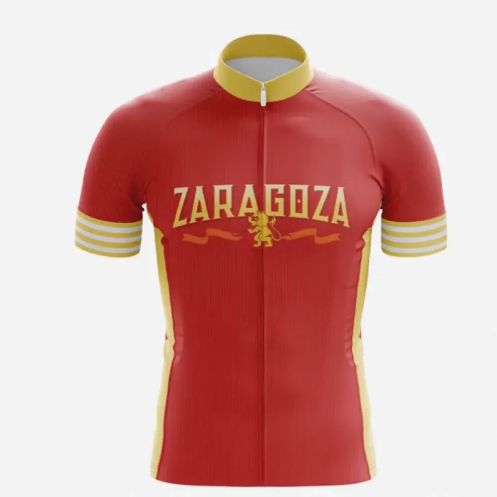 Zaragoza Multi-color Road Cycling Jersey Red/Gold/White